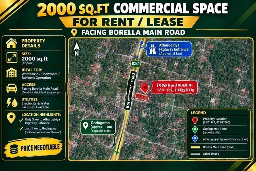 2000 Sq.Ft Commercial Hall for Lease – Godagama
