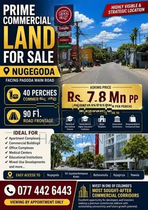 Prime Commercial Land for Sale - Pagoda Road, Nugegoda