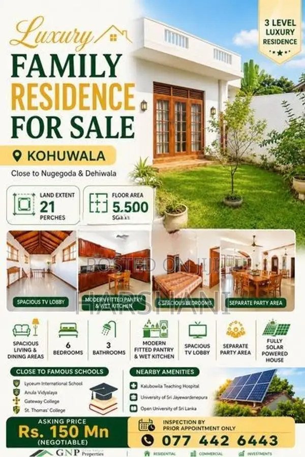 Solar Powered Spacious 3 Story House Close to Kohuwala, & Nugegoda