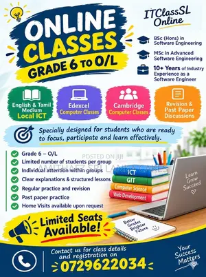 Online Tuition Classes Individual/Group Classes Sri Lanka Grade 6 7 8