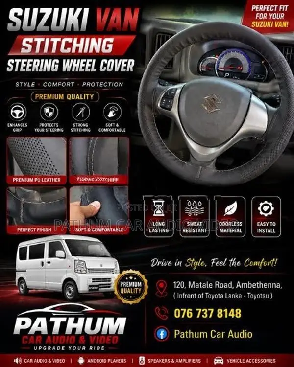 SUZUKI Van Stitching Steering Wheel Cover