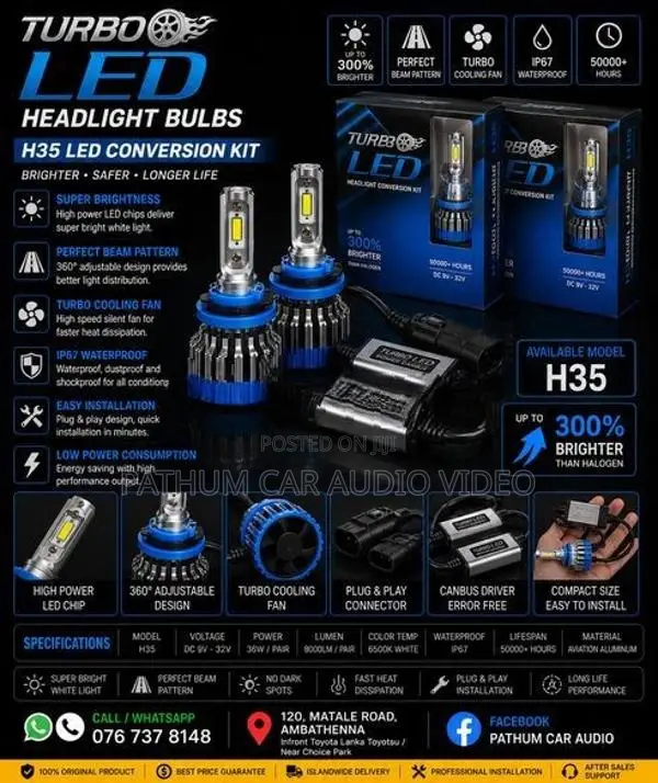H35 LED Headlight Bulbs Turbo Branded