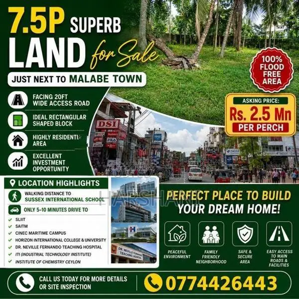 8.5P Superb Land for Sale – Walking Distance to Malabe Town