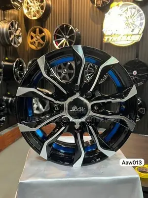 12X4.5 8X100/114.3 ET35 CB67.1 MB+BLUE UNDER CUT ALLOY WHEEL
