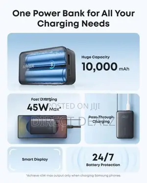 Anker Nano Power Bank 45W 10000mAh with Built-In Retractable USB-C Cab