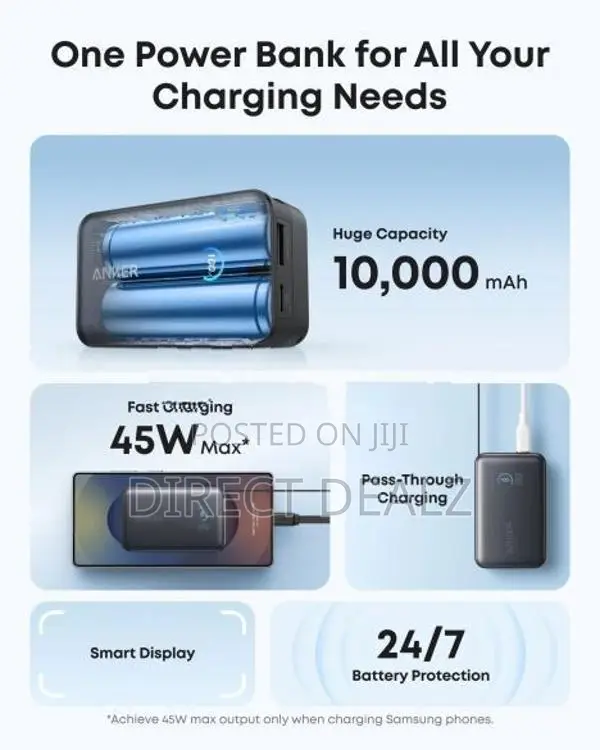 Anker Nano Power Bank 45W 10000mAh with Built-In Retractable USB-C Cab