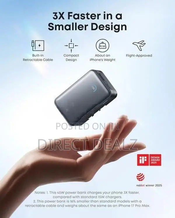 Anker Nano Power Bank 45W 10000mAh with Built-In Retractable USB-C Cab
