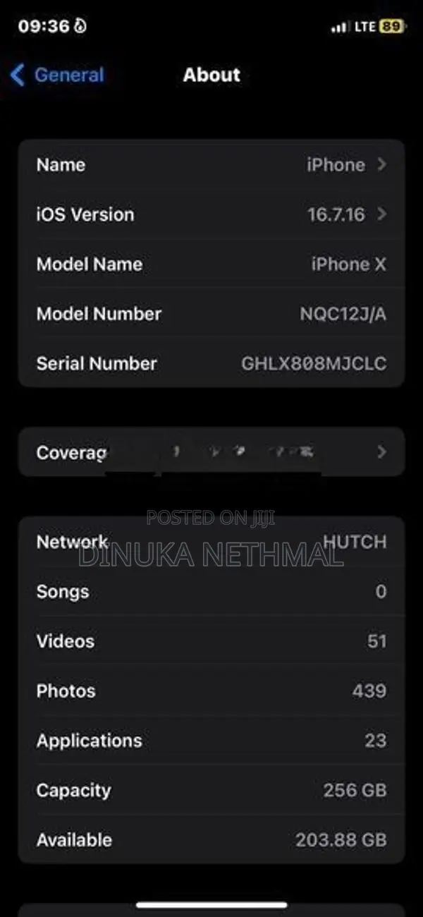 Apple iPhone X GB (Used)