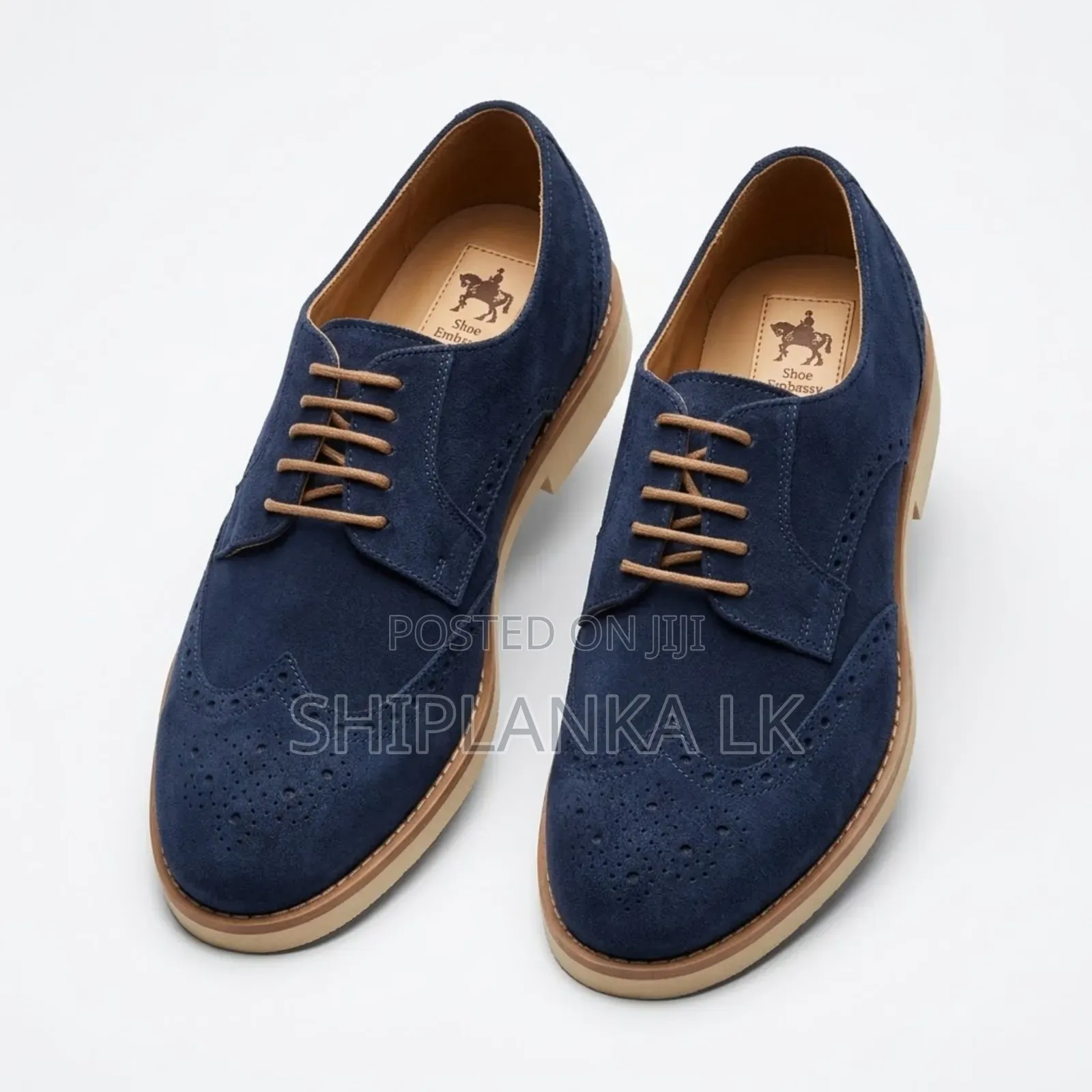 Shoe Embassy London Men’s Navy Blue Suede Brogue Shoes