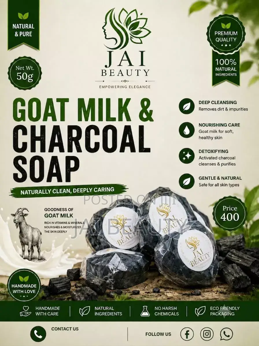 Goat Milk Charcoal Soap (50g) - 100% Natural Handmade