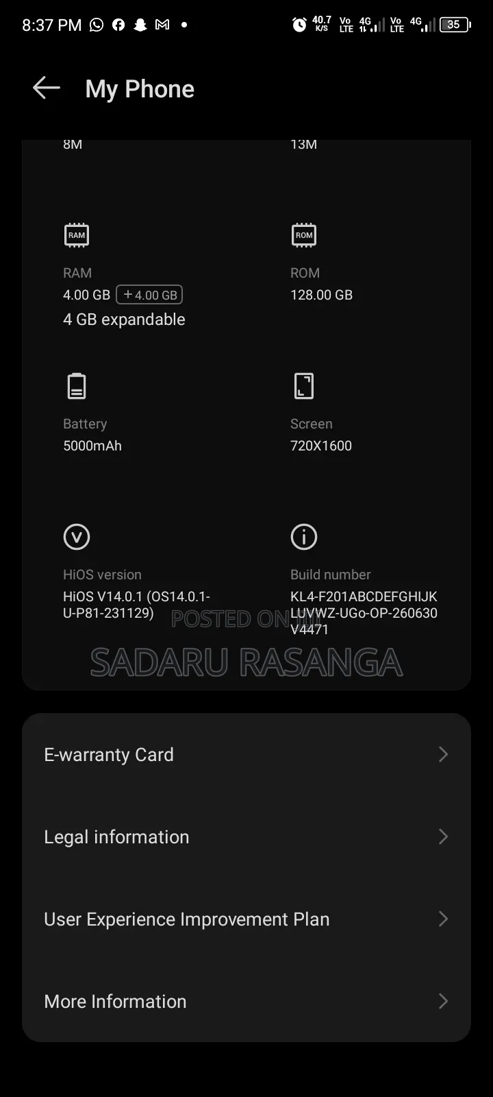 Tecno Spark Go 128 GB Gray