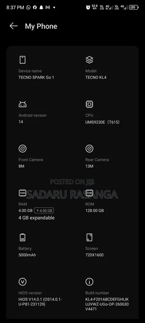Tecno Spark Go 128 GB Gray