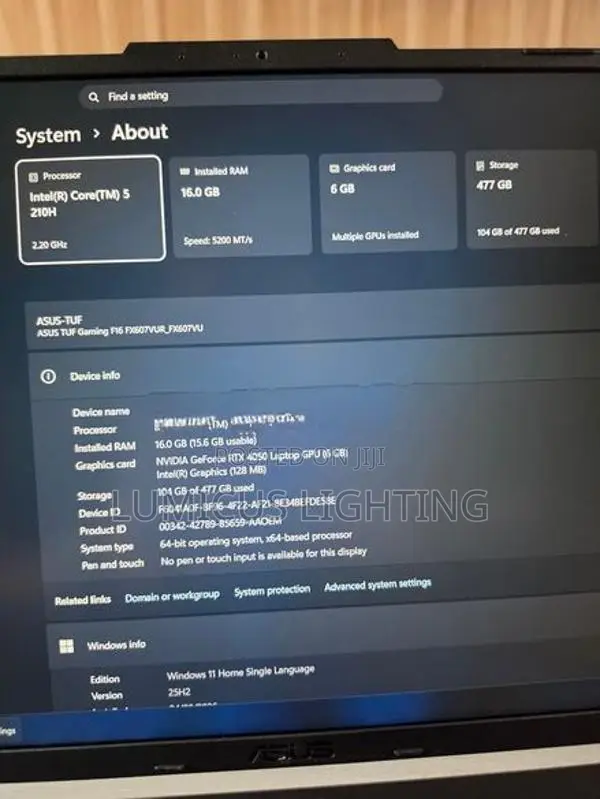 Asus TUF F16 RTX4050 6GB 16GB RAM