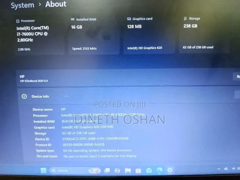 820 g4 HP EliteBook Core i7 16GB RAM 256GB NVMe