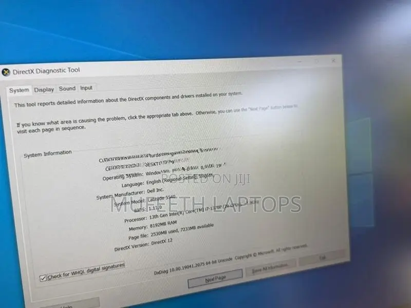 Dell i7 13Gen P type processor 8/256GB DDR 5 15.6”FHD