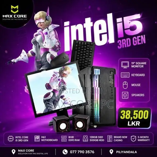 Intel Core i5 3rd Gen Complete PC Setup | 8GB RAM 128GB SSD|500GB HDD