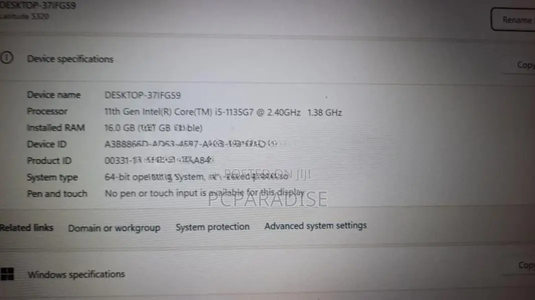 Dell i5 11 gen 256 GB /16