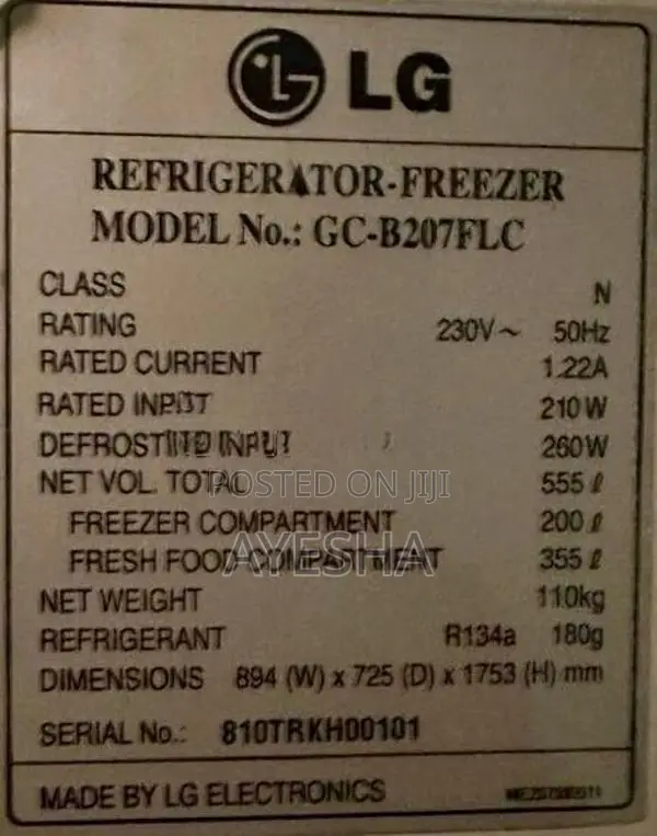 LG Double Door Fridge