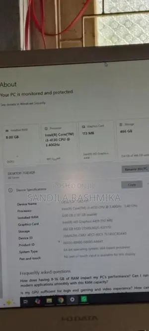 Intel i3 4th Gen Desktop PC 8GB RAM 500GB RGB