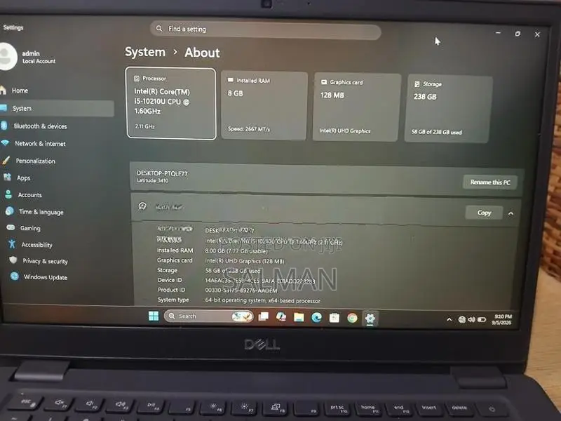 Dell Core i5 Laptop 10th Gen