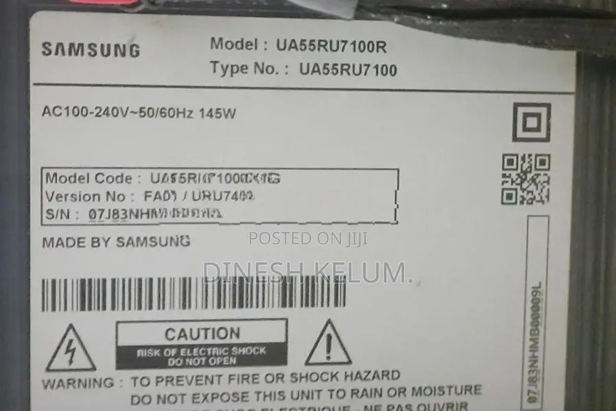 UA55RU7100 Samsung 55" 4K HDR UHD Smart TV.