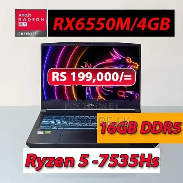 MSI BRAVO 15 Ryzen 5 -7535Hs|RX 6550/4GB|16GB DDR5|15.6 inch Full HD