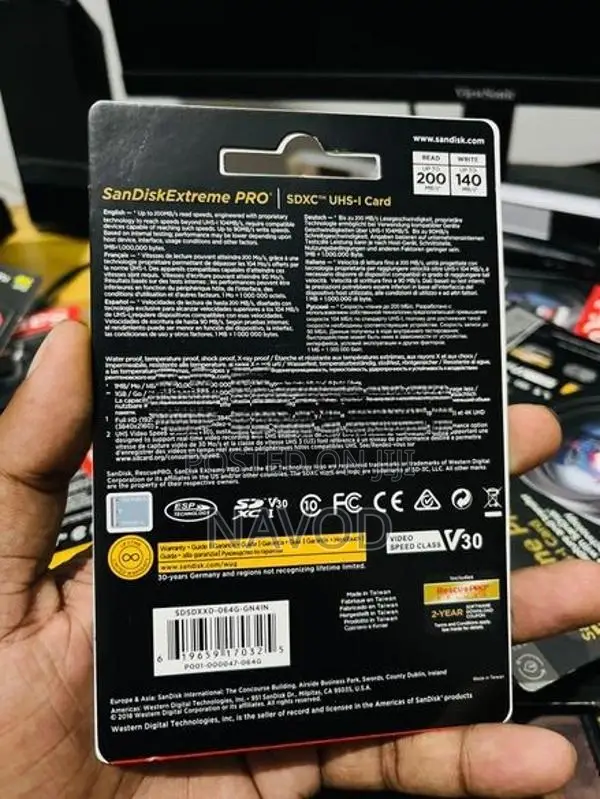 SanDisk Extreme Pro 64GB SD Card C10, U3, V30, 4K 200MB