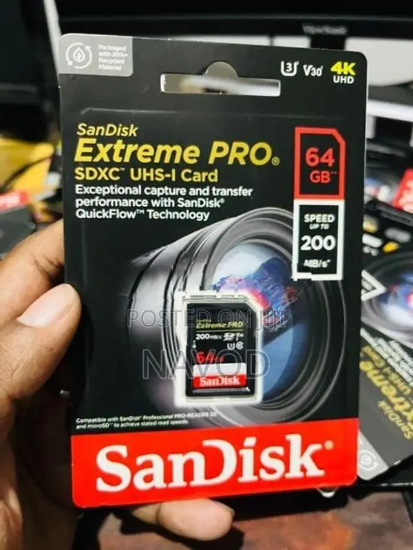 SanDisk Extreme Pro 64GB SD Card C10, U3, V30, 4K 200MB