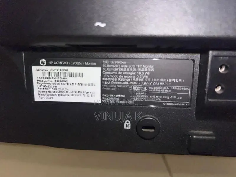 HP LED Monitor 20 inch