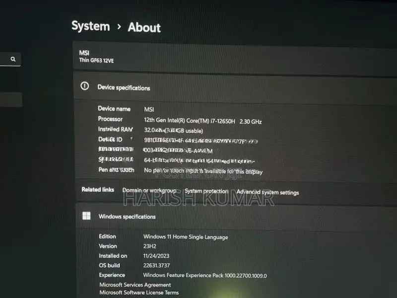 MSI GF63 I7 RTX 4050