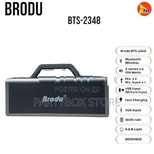 Brodu BTS - 2348 New Ikaraoke Boomsbox Speakers With Dual Mic (100W)