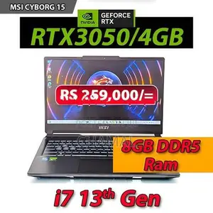 MSI Cyborg 15 core i7-13620H 13th Gen|RTX 3050 / 4GB|8GB DDR5|512GB NV