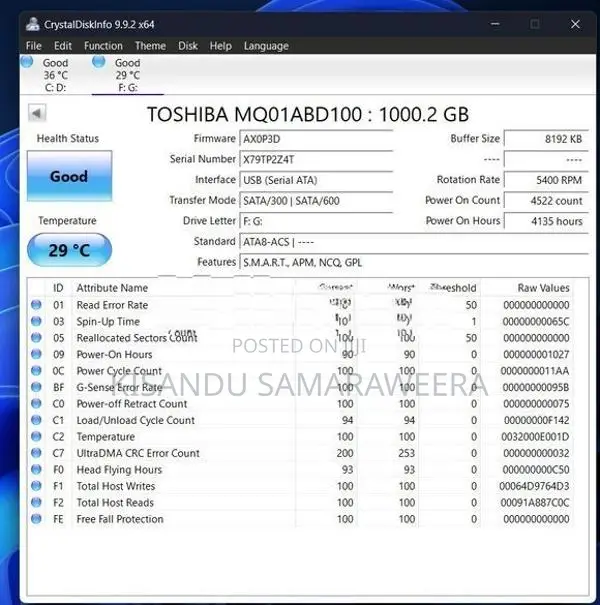 1TB Used Hard TOSHIBA