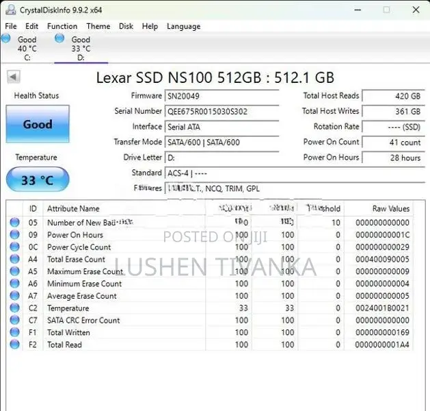 2.5” SSD Sata (6GB/S) 512GB