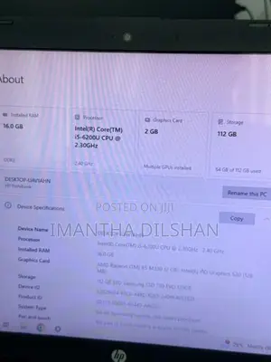 HP Notebook Core i5 6th Gen 16GB RAM 2GB AMD VGA 120GB SSD