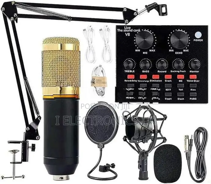 V8 Sound Card 8Pcs set BM800 Microphone Studio