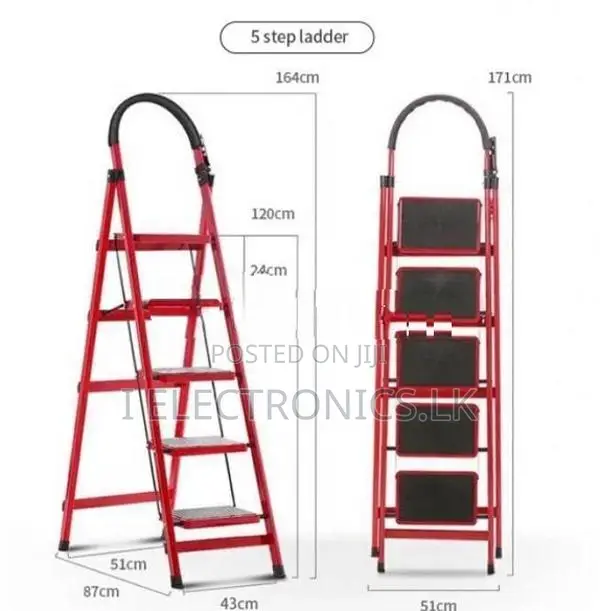 5 Step Ladder, Folding Stool with Wide Anti-Slip Pedal