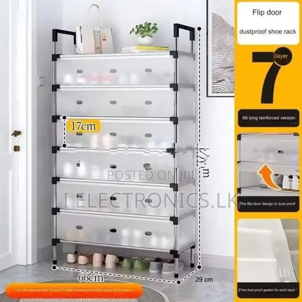 7 Layer Metal Shoe Rack with Dustproof Cover