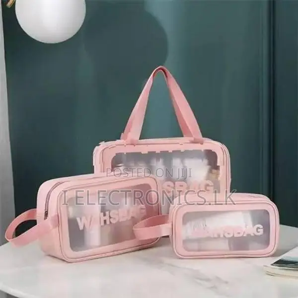 3pcs Transparent Travel Toiletry Wash Bag Set