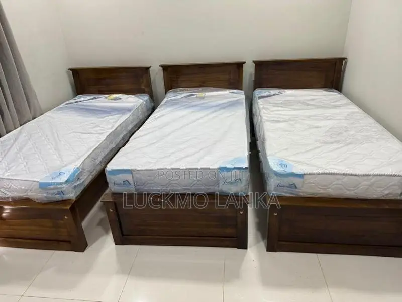 New 6x3 Teak Box Bed With Arpico Spring Mattress 8 Inches (Ss30)