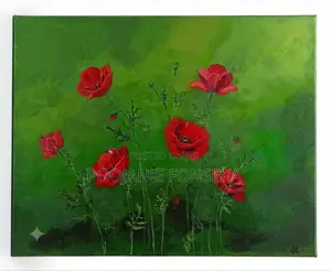 Crimson Poppies in Bloom Acrylic Painting