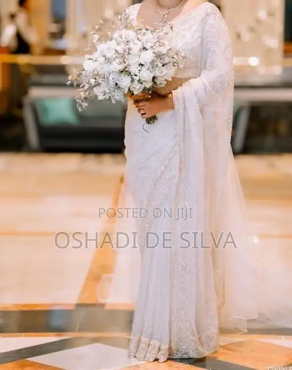 Elegant White Bridal Saree – Worn Once