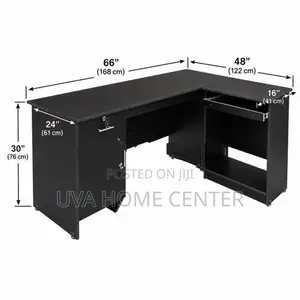 L shape Office Tabl Black 5.5x2Ft
