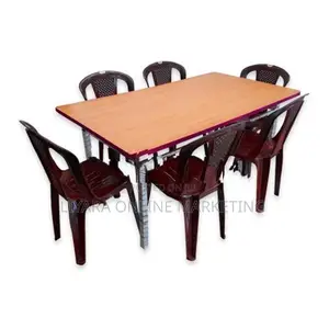 New Steel Table Large & 6 Chairs