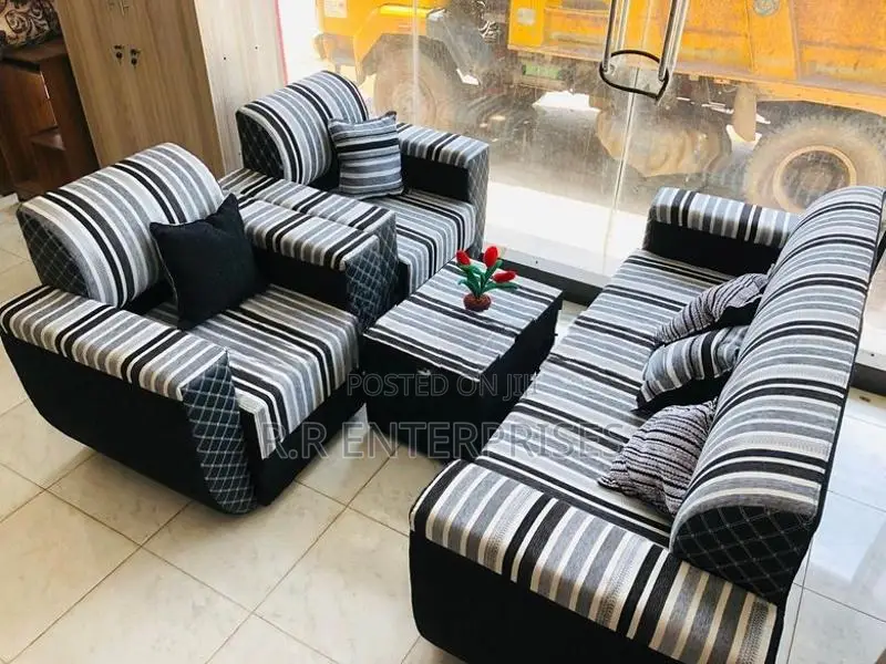 New Modern 3*1*1 Fabric Sofa Set with Stool Pillow