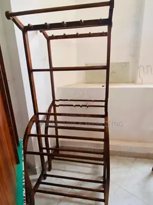 Teak Wood Towel Rack With Clothes Hanger