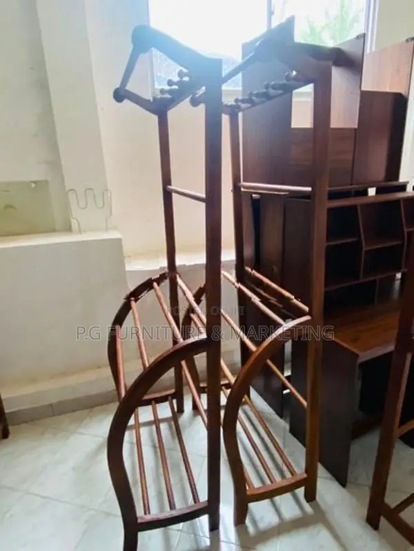 Teak Wood Towel Rack With Clothes Hanger