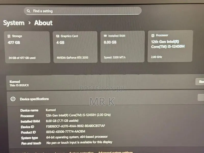 MSI Thin 15 RTX 2050