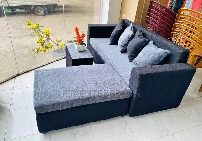 L Bed Sofa Set with Stool Pillow