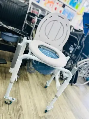 Adjustable Drop Arm Commode Chair with Wheels